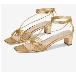 Loeffler Randall Riley Lace up Sandal - Gold Sz 8